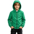 thumbnail image 1 of Spazoro Boys Hooded Jacket with Pockets, Lightweight Wind Resistant Zip-up Solid Color Casual Outerwear for Hiking Camping Green Size 12-13, 1 of 9