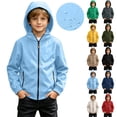 thumbnail image 1 of Spazoro Boys Hooded Jacket with Pockets, Wind Resistant Zip-up Lightweight Solid Color Casual Outerwear for Hiking Camping Blue Size 6-7, 1 of 9