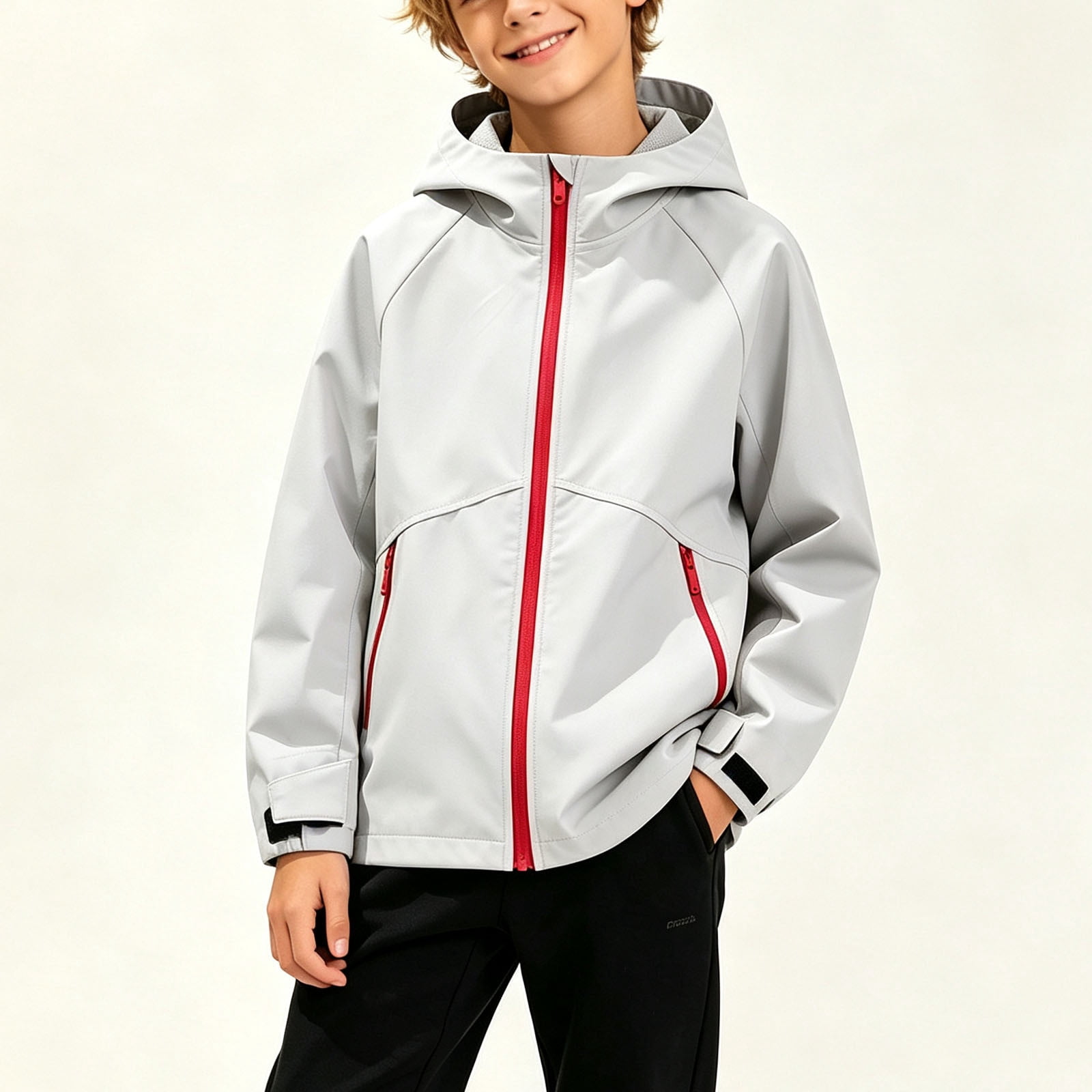 Spazoro Boys Hooded Jacket with Zip Pockets, Long Sleeve Zip-up Wind ...