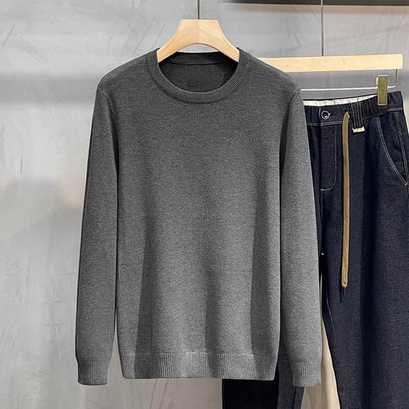 Spazoro Boys Knit Pullover Sweater, Long Sleeve Soft Crewneck Regular Fit Solid Color Basic Layering Knit Top for Kids Dark Gray Size 2XL