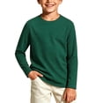 thumbnail image 1 of Spazoro Boys Long Sleeve T-Shirt with Crew Neck, Breathable Stretchy Striped Lightweight Casual Tee Shirts for Daily Wear Green Size 11-14, 1 of 6