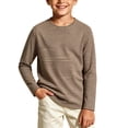 thumbnail image 1 of Spazoro Boys Long Sleeve T-Shirt with Crew Neck, Lightweight Stretchy Striped Breathable Casual Tee Shirts for Daily Wear Brown Size 11-14, 1 of 6