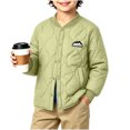 thumbnail image 1 of Spazoro Boys Quilted Bomber Jacket with Fleece Lined, Baseball Collar Long Sleeve Snap Closure Warm Winter Outerwear Coat Green Size 7-8, 1 of 7