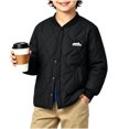 thumbnail image 1 of Spazoro Boys Quilted Bomber Jacket with Fleece Lined, Snap Closure Baseball Collar Long Sleeve Warm Winter Outerwear Coat Black Size 11-12, 1 of 7