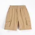 thumbnail image 1 of Spazoro Boys School Uniform Shorts with Multi-Pockets, Solid Color Loose Pull On Elastic Waist Casual Cargo Short for Kids Khaki Size 5, 1 of 7