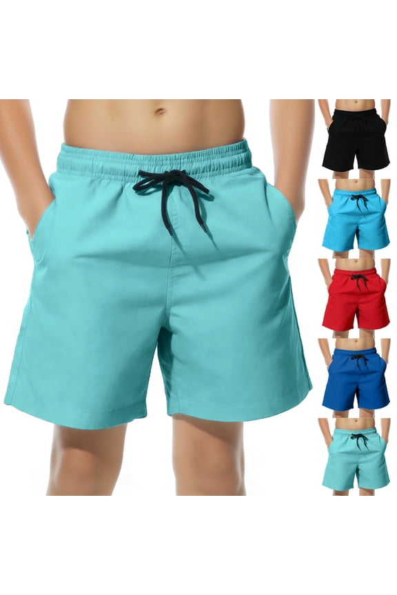 Boys Swim Trunks with Mesh Liner, Summer Quick Dry Breathable Elastic Waist Beach Board Shorts Green Size 6