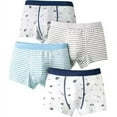 thumbnail image 1 of Spazoro Child Boys Underwear, 4 PC Cotton Breathable Cute Print Four Cornered Pants Briefs for Kids Boys Blue Size L, 1 of 8