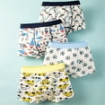 thumbnail image 1 of Spazoro Child Boys Underwear, Cotton Cute Print Breathable 4 PC Four Cornered Pants Briefs for Kids Boys White Size 5 T, 1 of 3