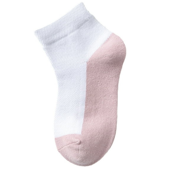 Spazoro Child Girls Socks, 100%Cotton Casual Breathable Short-tube Color Block Seamless Toe for No Rub Comfortable Fit Socks for kids Girls Pink Size 4 T