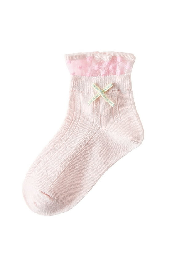 Child Girls Socks, 100%Cotton Casual Solid Color Short-tube Seamless Toe for No Rub Breathable Comfortable Fit Socks for kids Girls Pink Size 10 T