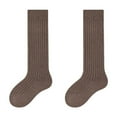 thumbnail image 1 of Spazoro Child Girls Socks, 100%Cotton Solid Color Seamless Toe for No Rub Breathable Mid-tube Casual Comfortable Fit Socks for kids Girls Brown Size XL, 1 of 2