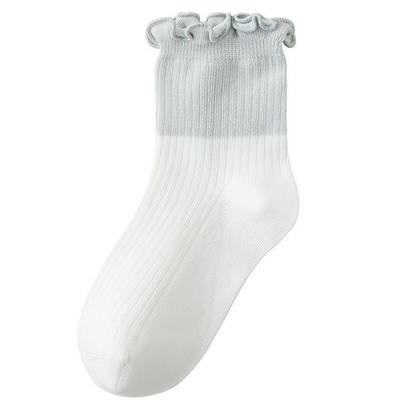 Spazoro Child Girls Socks, Breathable Seamless Toe for No Rub 100%Cotton Solid Color Mid-tube Casual Comfortable Fit Socks for kids Girls Gray Size XL