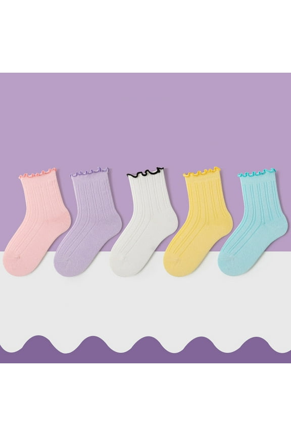 Child Girls Socks, Breathable Seamless Toe for No Rub Mid-tube Casual Solid Color 100%Cotton Comfortable Fit Socks for kids Girls Pink Size M