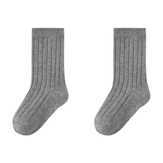 Spazoro Child Girls Socks, Casual Seamless Toe for No Rub Solid Color 100%Cotton Breathable Mid-tube Comfortable Fit Socks for kids Girls Dark Gray Size L
