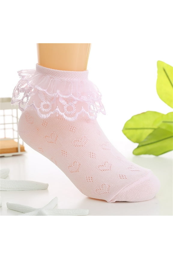 Child Girls Socks, Casual Seamless Toe for No Rub Solid Color Breathable Short-tube Nylon Comfortable Fit Socks for kids Girls Pink Size 2 T