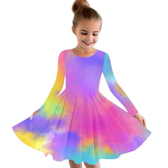 Spazoro Child Kids Girls Dress, Causal Fall Winter Tie Dye Long Sleeve Dresses for Girls Camouflage Size 4-5 T