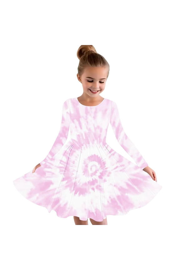 Child Kids Girls Dress, Causal Long Sleeve Fall Winter Tie Dye Dresses for Girls Camouflage Size 11-12 T