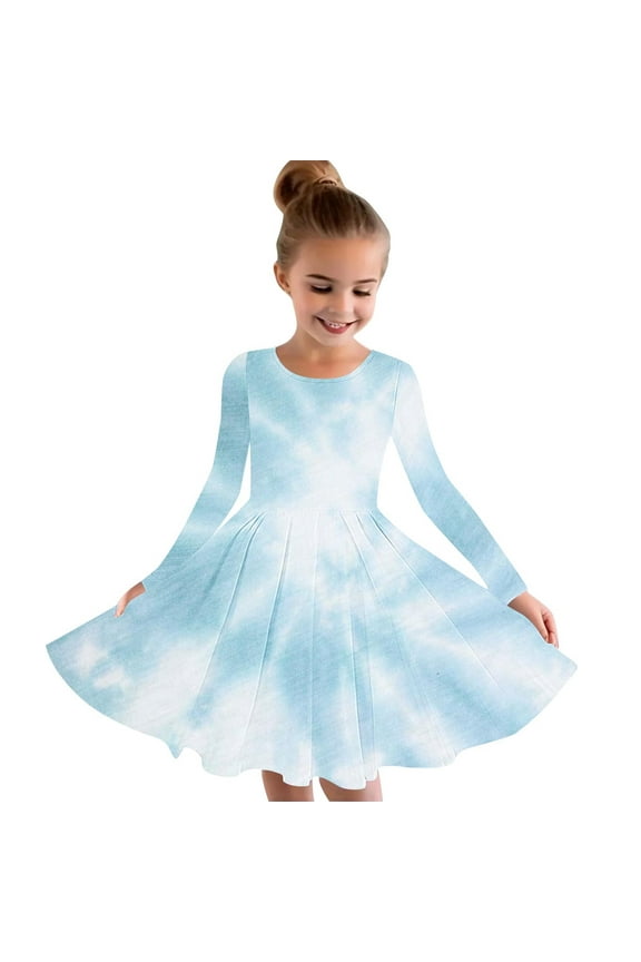 Child Kids Girls Dress, Causal Long Sleeve Tie Dye Fall Winter Dresses for Girls Camouflage Size 4-5 T