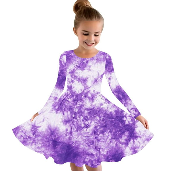 Spazoro Child Kids Girls Dress, Long Sleeve Causal Tie Dye Fall Winter Dresses for Girls Camouflage Size 4-5 T
