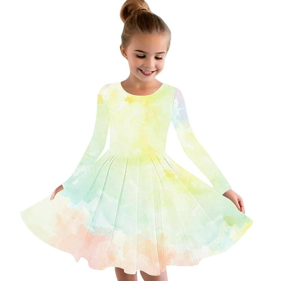 Spazoro Child Kids Girls Dress, Tie Dye Causal Fall Winter Long Sleeve Dresses for Girls Camouflage Size 9-10 T