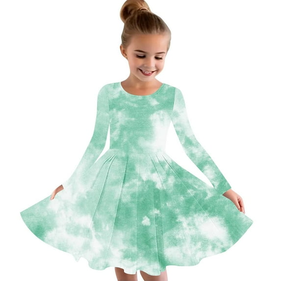 Spazoro Child Kids Girls Dress, Tie Dye Causal Long Sleeve Fall Winter Dresses for Girls Camouflage Size 7-8 T