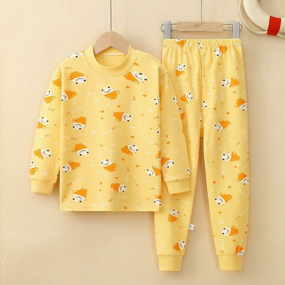 Spazoro Child Kids Girls Outfit Sets, Casual Cute Print Fall Winter Warm Sweatshirts and Pants for Girls Yellow Size 3-4T