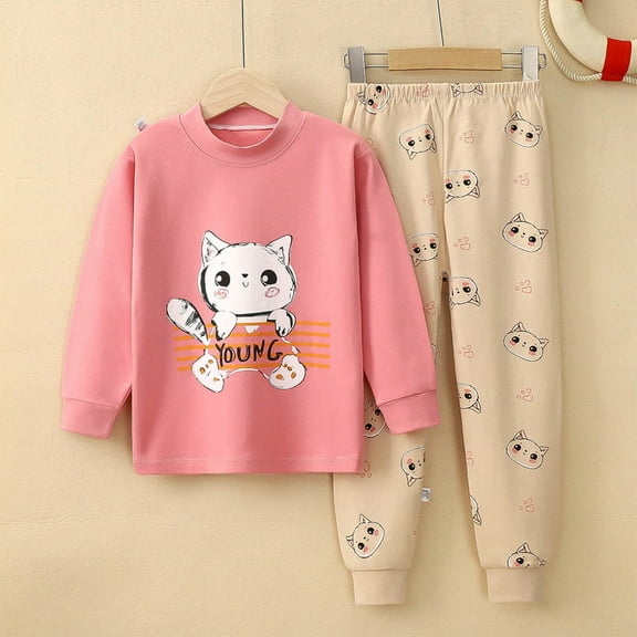 Spazoro Child Kids Girls Outfit Sets, Cute Print Warm Fall Winter Casual Sweatshirts and Pants for Girls Watermelon Red Size 3-4T