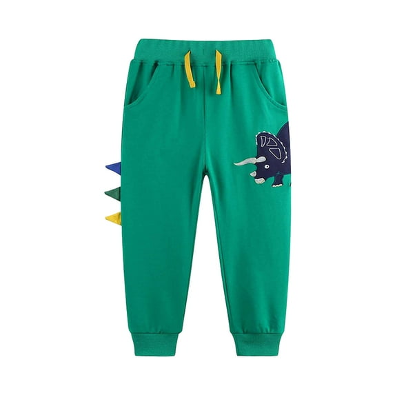 Spazoro Child Kids Girls Sweatpants, Loose Dinosaur Print Casual Fall Winter Pants for Little Girls Mint Green Size 2 T