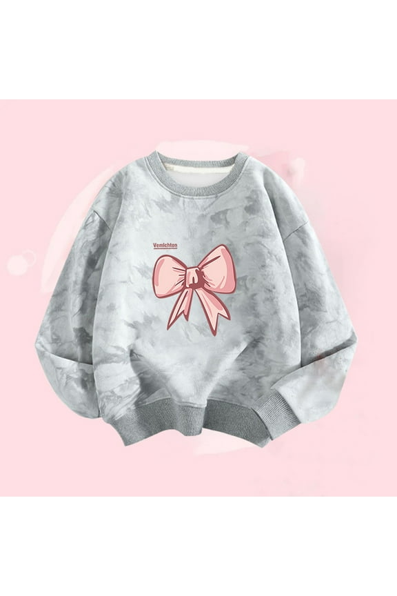 Childs Girls Sweatshirts, Crew Neck Fall Winter Long Sleeve Graphic Toddlers Kids Tops for Girls Boys Gray Size 4 T