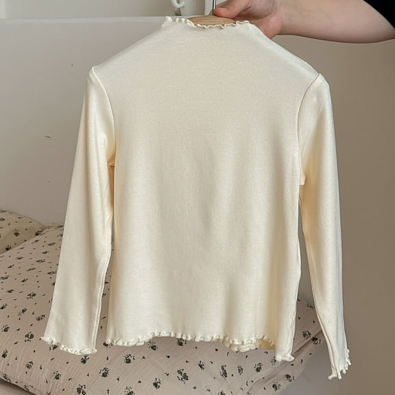 Spazoro Childs Girls Sweatshirts, Crew Neck Fall Winter Solid Color Long Sleeve Toddlers Kids Tops for Girls Boys Beige Size 2-3T