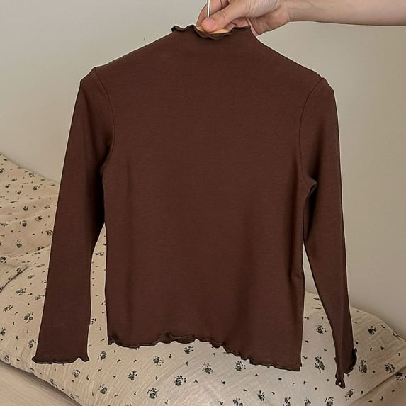 Spazoro Childs Girls Sweatshirts, Fall Winter Solid Color Long Sleeve Crew Neck Toddlers Kids Tops for Girls Boys Coffee Size 7-8T