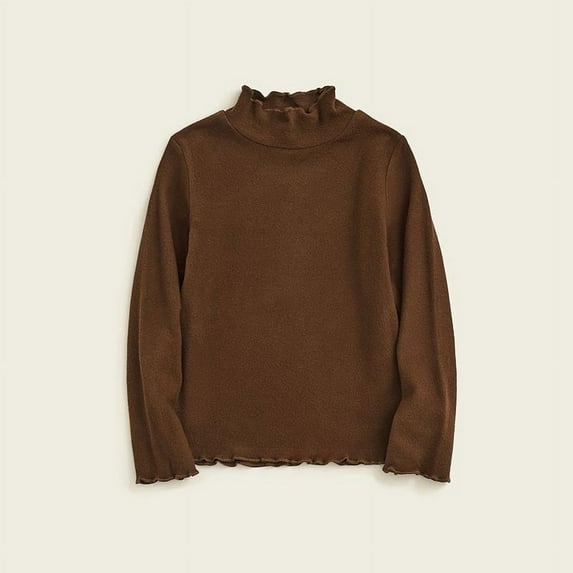 Spazoro Childs Girls Sweatshirts, Long Sleeve Crew Neck Solid Color Fall Winter Toddlers Kids Tops for Girls Boys Coffee Size 2-3T