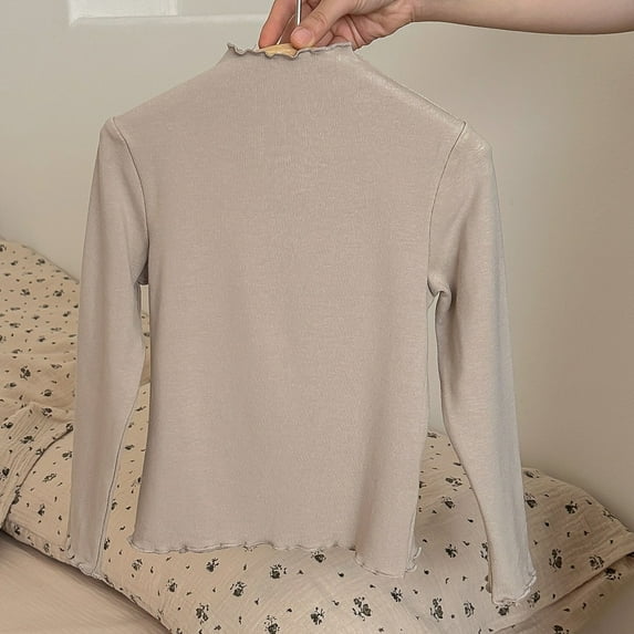 Spazoro Childs Girls Sweatshirts, Long Sleeve Fall Winter Crew Neck Solid Color Toddlers Kids Tops for Girls Boys Khaki Size 3-4T