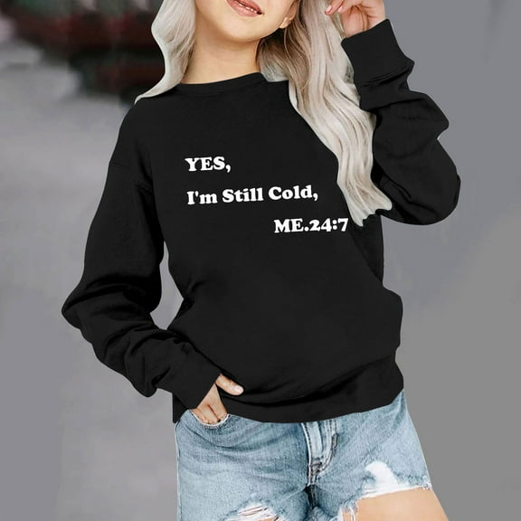 Spazoro Childs Girls Sweatshirts, Long Sleeve Fall Winter Letter Print Crew Neck Toddlers Kids Tops for Girls Boys Black Size 1 T