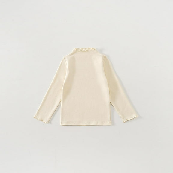 Spazoro Childs Girls Sweatshirts, Long Sleeve Fall Winter Solid Color Crew Neck Toddlers Kids Tops for Girls Boys Beige Size 5-6T