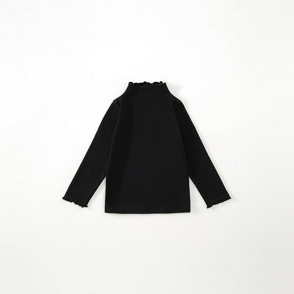 Spazoro Childs Girls Sweatshirts, Solid Color Fall Winter Long Sleeve Crew Neck Toddlers Kids Tops for Girls Boys Black Size 80