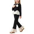 thumbnail image 1 of Spazoro Girls 2PC Outfit Sets, Elastic Waist Round Neck Long Sleeve Fall Matching Casual Clothing for Daily Wear Black Size 2-3T, 1 of 7