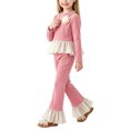 thumbnail image 1 of Spazoro Girls 2PC Outfit Sets, Long Sleeve Elastic Waist Round Neck Fall Matching Casual Clothing for Daily Wear Pink Size 9-10, 1 of 9