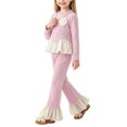 thumbnail image 1 of Spazoro Girls 2PC Outfit Sets, Round Neck Fall Elastic Waist Long Sleeve Matching Casual Clothing for Daily Wear Purple Size 7-8, 1 of 9