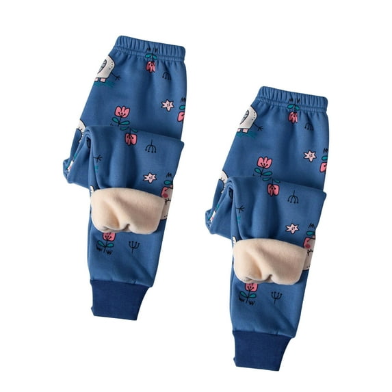 Spazoro Girls Boys Sweatpants, Fleece Lined Cute Print 2 PC Elastic Waist Soft & Warm Causal Cotton Joggers for Child Blue Size 5 T