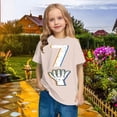 thumbnail image 1 of Spazoro Girls Boys T-Shirts Tee, Summer Short Sleeve Seven Print Crew Neck Casual Tops for Kids Beige Size 6, 1 of 8