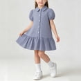 thumbnail image 1 of Spazoro Girls Cute Dresses, Button Front Collared Short Sleeve Plaid Casual A-Line Dress for School Blue Size 5-6 T, 1 of 9
