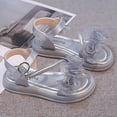 thumbnail image 1 of Spazoro Girls Dress Sandals with Bow, Soft Comfortable Open Toe Adjustable Buckle Non-Slip Sole Cute Princess Sandals for Toddler Silver, 1 of 9
