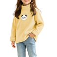 thumbnail image 1 of Spazoro Girls Fleece Mock Neck Long Sleeve T-Shirts, Stretchy Loose Fit Long Sleeve Warm Panda Print Casual Pullover Tops Tee for Fall Layering Yellow Size 0-1T, 1 of 6