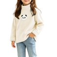thumbnail image 1 of Spazoro Girls Fleece Mock Neck Long Sleeve T-Shirts, Stretchy Panda Print Warm Long Sleeve Loose Fit Casual Pullover Tops Tee for Fall Layering White Size 0-1T, 1 of 6