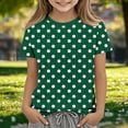 thumbnail image 1 of Spazoro Girls Graphic T-Shirts Tee, Dot Print Crew Neck Summer Short Sleeve Casual Tops for Kids Army Green Size 5, 1 of 5