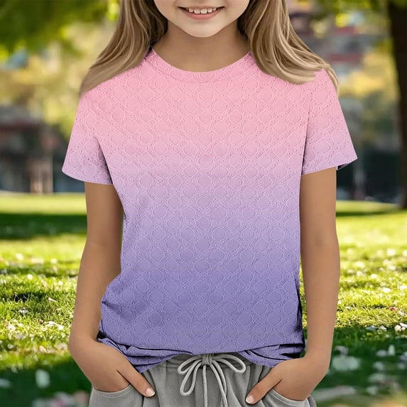 Spazoro Girls Graphic T-Shirts Tee, Short Sleeve Gradient Color Summer ...