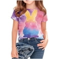 thumbnail image 1 of Spazoro Girls Graphic T-Shirts Tees, Round Neck Easter Print Short Sleeve Casual Tops for Kids Multicolor Size 9-10, 1 of 5