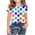 thumbnail image 1 of Spazoro Girls Graphic T-Shirts Tees, Short Sleeve Round Neck Dot Print Casual Tops for Kids Brown Size 7-8, 1 of 5