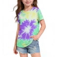 thumbnail image 1 of Spazoro Girls Graphic T-Shirts Tees, Tie Dye Round Neck Short Sleeve Casual Tops for Kids Purple Size 13-14, 1 of 5
